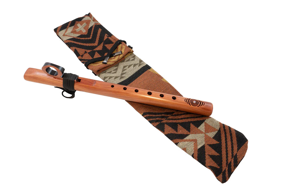Housse pour flûte amérindienne en tissu - Longueur: 70 cm - Motifs tribaux
