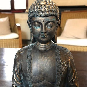 Bouddha de la sérénité - Japon - Fabriqué en polyrésine - 22 cm - 500 grammes