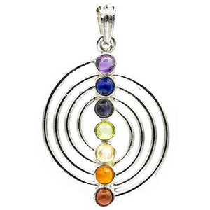 Pendentif Spirale en argent avec 7 pierres de couleurs