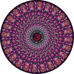 Tapis en coton - Décoration - Mandala violet - Diamètre: 1,50 m